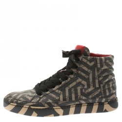  Gucci Beige And Brown Monogram Canvas Caleido High Top Sneakers Size 42.5