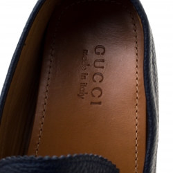 Gucci Blue Leather Web Horsebit Detail Slip On Loafer Size 42 