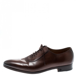 Gucci Brown Leather Lace Up Oxfords Size 44.5