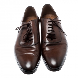 Gucci Brown Leather Lace Up Oxfords Size 44.5