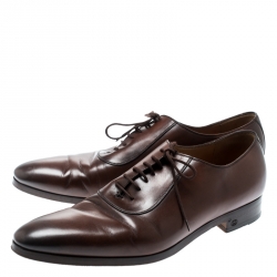 Gucci Brown Leather Lace Up Oxfords Size 44.5