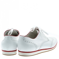 Gucci White Brogue Leather Lace Up Sneakers Size 41.5