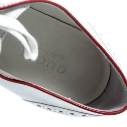 Gucci White Brogue Leather Lace Up Sneakers Size 41.5