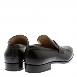 مملوكة مسبقًا Gucci Brown Leather And Lizard Leather Loafers Size 41