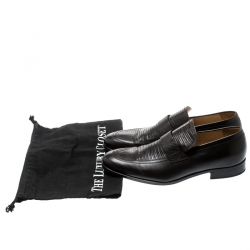 مملوكة مسبقًا Gucci Brown Leather And Lizard Leather Loafers Size 41