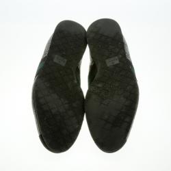 Pre Owned Gucci Black Guccissima Leather Web Detail Sneakers Size 43