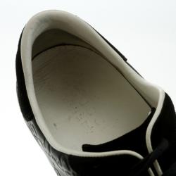 Pre Owned Gucci Black Guccissima Leather Web Detail Sneakers Size 43