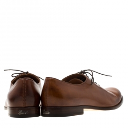 Gucci Brown Leather Lace Up Oxford Size 44.5