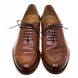 Gucci Brown Leather Lace Up Oxford Size 44.5