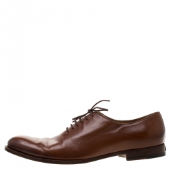 Gucci Brown Leather Lace Up Oxford Size 44.5