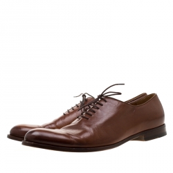 Gucci Brown Leather Lace Up Oxford Size 44.5
