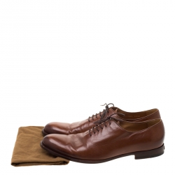 Gucci Brown Leather Lace Up Oxford Size 44.5