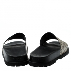 Pre Owned Gucci Beige GG Supreme Canvas Tiger Print Sandals Size 43