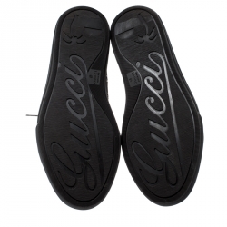 مملوكة مسبقًا حذاء رياضي غوتشي كانفاس GG وجلد بني برباط وعنق مرتفع مقاس 41.5