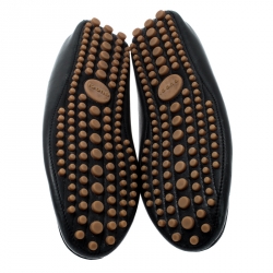 Pre Owned حذاء لوفرز غوتشي حواف ويب جلد أسود مقاس 41