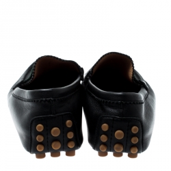 Pre Owned حذاء لوفرز غوتشي حواف ويب جلد أسود مقاس 41