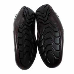 Gucci Brown Leather Hysteria Crest Loafers Size 44