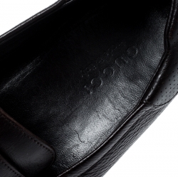 Gucci Brown Leather Hysteria Crest Loafers Size 44