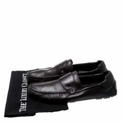 Gucci Brown Leather Hysteria Crest Loafers Size 44