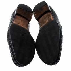 Gucci Black Woven Leather Hannover Horsebit Loafers Size 40
