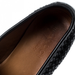 Gucci Black Woven Leather Hannover Horsebit Loafers Size 40
