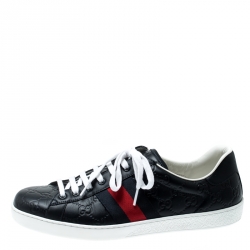 Gucci Blue Guccissima Leather Ace Low Top Sneakers Size 44