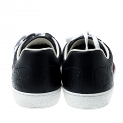Gucci Blue Guccissima Leather Ace Low Top Sneakers Size 44