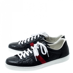 Gucci Blue Guccissima Leather Ace Low Top Sneakers Size 44