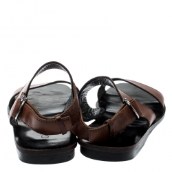 Pre Owned صندل غوتشي سير كاحل جلد بني مقاس 41