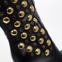 Gucci Black Leather 'Babouska' Studded Boots Size 38