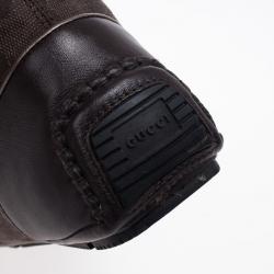 مملوكة مسبقًا Gucci Brown Lace Up Flat Knee Length Boots Size 39