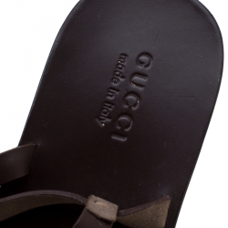 Gucci Grey Suede Strappy Flat Sandals Size 42