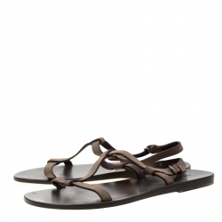 Gucci Grey Suede Strappy Flat Sandals Size 42