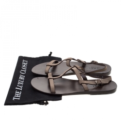 Gucci Grey Suede Strappy Flat Sandals Size 42