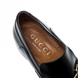 Gucci Black Leather Horsebit Loafers Size 44