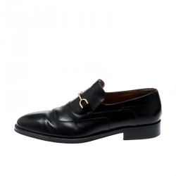 Gucci Black Leather Horsebit Loafers Size 44