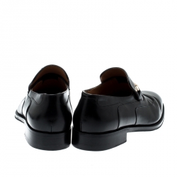 Gucci Black Leather Horsebit Loafers Size 44