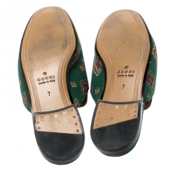 مملوكة مسبقًا حذاء صندل لوفرز غوتشي برينستون قماش مطبوع أخضر مقاس 41