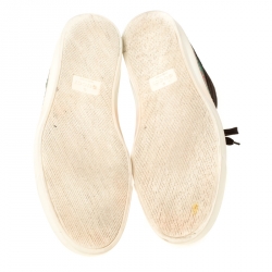 Pre Owned Gucci Brown GG Suede And Leather Web Detail High Top Sneakers Size 44