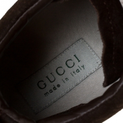 Pre Owned Gucci Brown GG Suede And Leather Web Detail High Top Sneakers Size 44