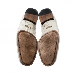 Pre Owned Gucci White Guccissima Leather Horsebit Loafers Size 41