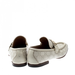 Pre Owned Gucci White Guccissima Leather Horsebit Loafers Size 41