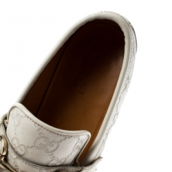 Pre Owned Gucci White Guccissima Leather Horsebit Loafers Size 41