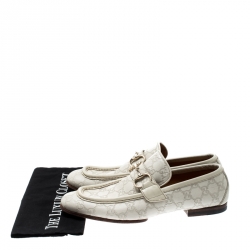 Pre Owned Gucci White Guccissima Leather Horsebit Loafers Size 41