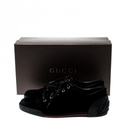 Gucci Black Suede Boulevard Script Logo Lace Up Sneakers Size 42