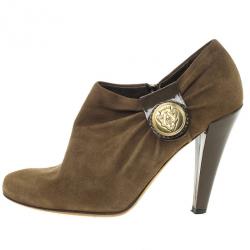 مملوكة مسبقًا Gucci Brown Suede Hysteria Ankle Booties Size 38.5