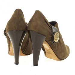 مملوكة مسبقًا Gucci Brown Suede Hysteria Ankle Booties Size 38.5