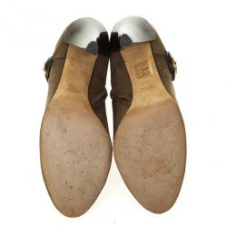 مملوكة مسبقًا Gucci Brown Suede Hysteria Ankle Booties Size 38.5