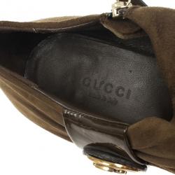 مملوكة مسبقًا Gucci Brown Suede Hysteria Ankle Booties Size 38.5