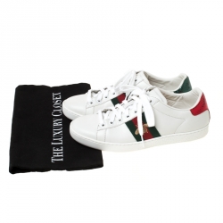 Gucci White Leather Ace Embroidered Bee Low Top Sneakers Size 36